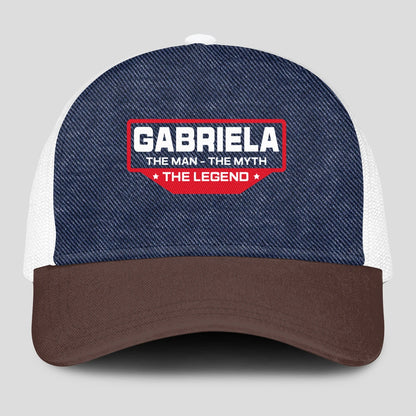 The Man The Myth The Legend Navy Brown And White Mesh Cap GABRIELA 13K1 C200PF