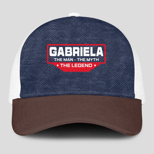 The Man The Myth The Legend Navy Brown And White Mesh Cap GABRIELA 13K1 C200PF