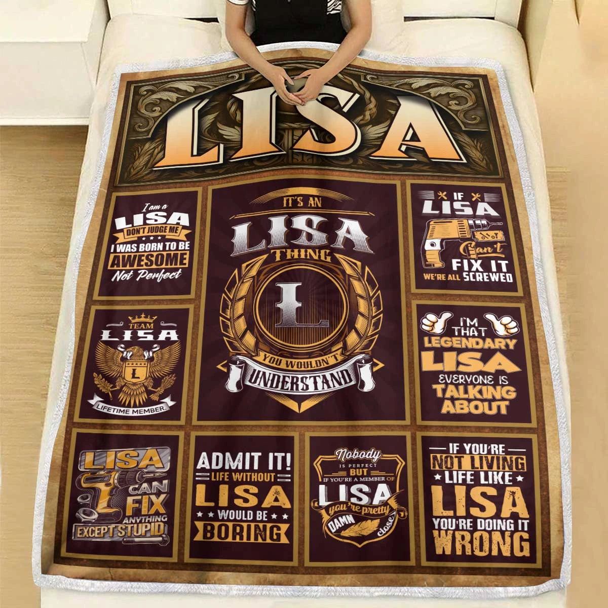 LISA Personalized Blanket | Custom Name Cozy Throw Gift 13K1-BK4