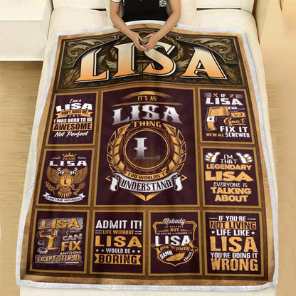 LISA Personalized Blanket | Custom Name Cozy Throw Gift 13K1-BK4