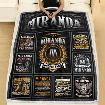 MIRANDA Personalized Blanket | Custom Name Cozy Throw Gift 13K1-BK2