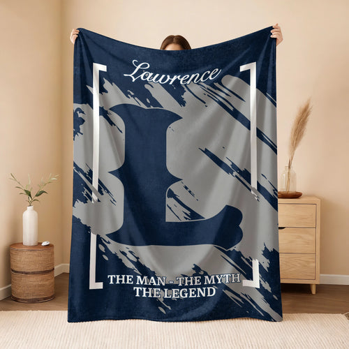 The Man The Myth The Legend Navy Baseball Fleece Blanket LAWRENCE 13K1 BK17