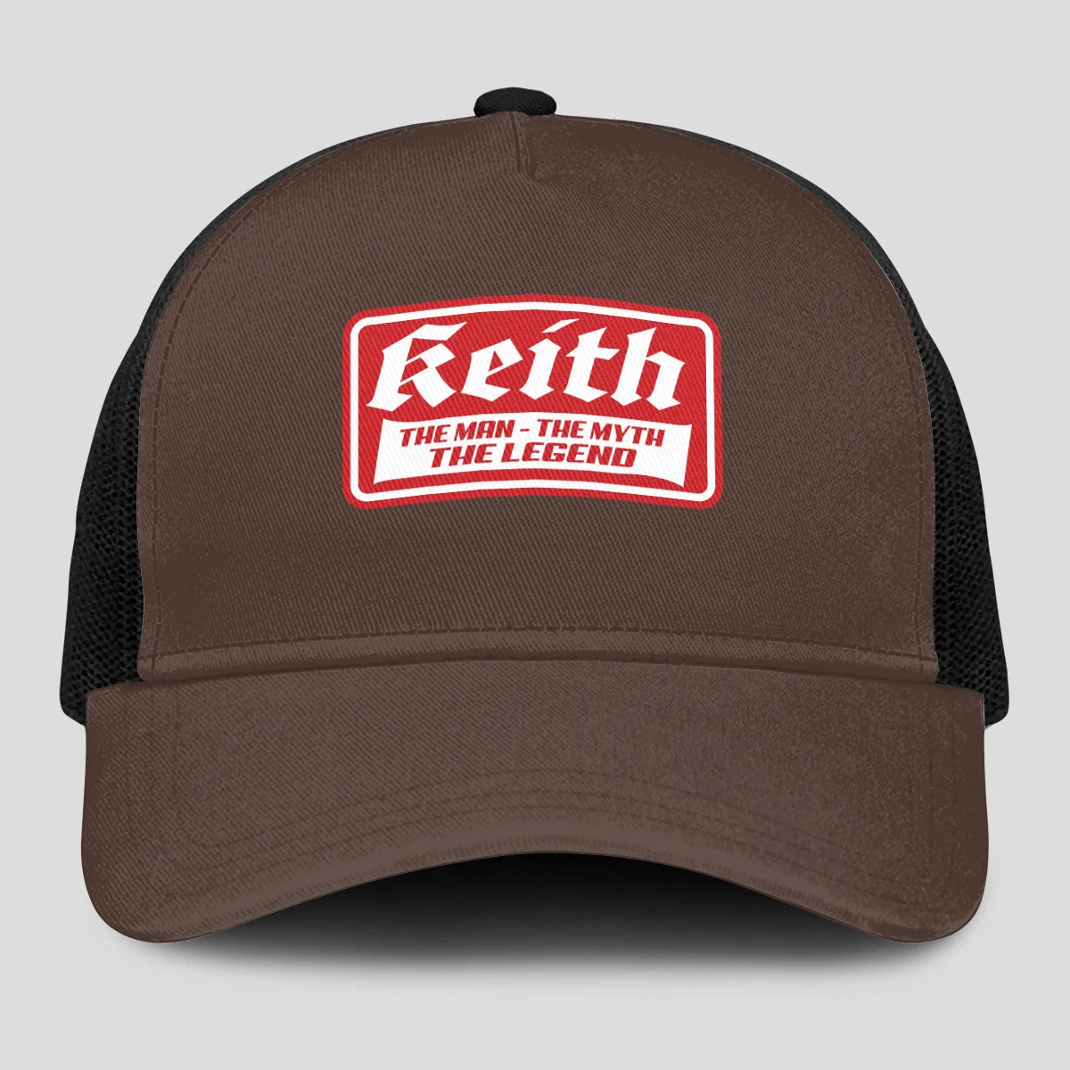 The Man The Myth The Legend Red Logo Brown Mesh Cap KEITH 13K1 C203PF