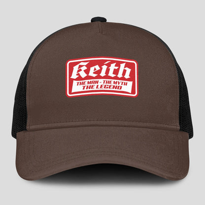 The Man The Myth The Legend Red Logo Brown Mesh Cap KEITH 13K1 C203PF