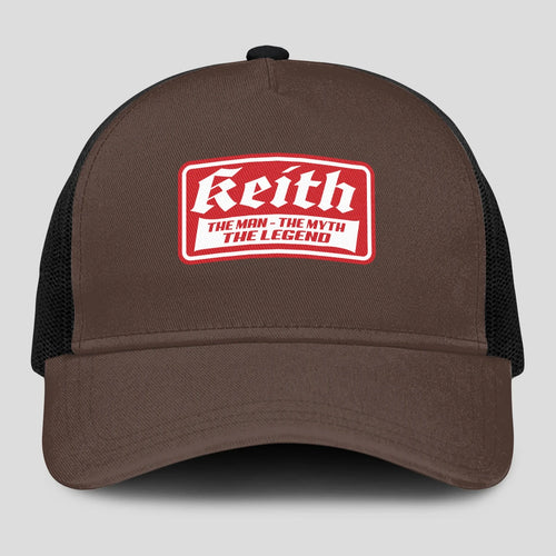 The Man The Myth The Legend Red Logo Brown Mesh Cap KEITH 13K1 C203PF