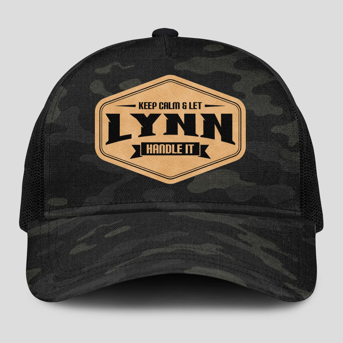 Keep Calm & Let Your Name Handle It Dark Camo Mesh Cap LYNN 13K1 C195PF