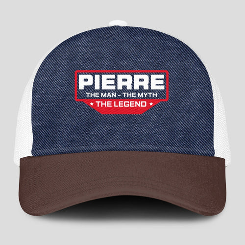 The Man The Myth The Legend Navy Brown And White Mesh Cap PIERRE 13K1 C200PF
