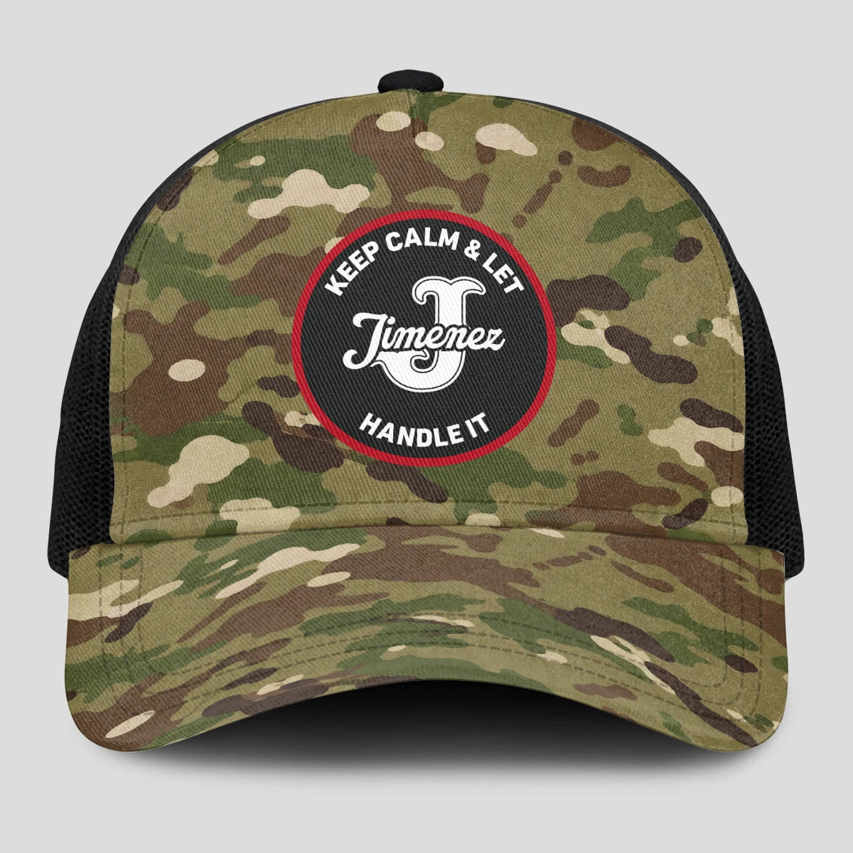 Keep Calm & Let Your Name Handle It Camo Mesh Cap JIMENEZ 13K1 C209PF