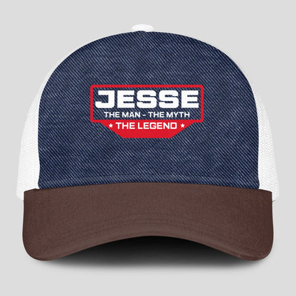 The Man The Myth The Legend Navy Brown And White Mesh Cap JESSE 13K1 C200PF