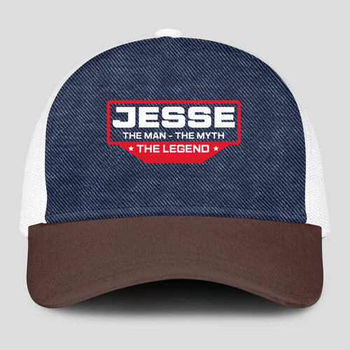 The Man The Myth The Legend Navy Brown And White Mesh Cap JESSE 13K1 C200PF