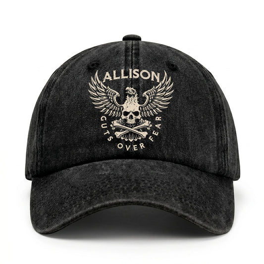Your Name Guts Over Fear With Eagle And Skull Washed Cap ALLISON 13K1 C75PF