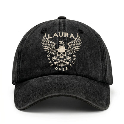 Your Name Guts Over Fear With Eagle And Skull Washed Cap LAURA 13K1 C75PF