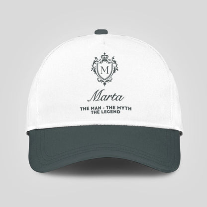The Man The Myth The Legend Elegant Gray And White Cap MARTA 13K1 C170PF