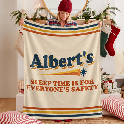 Your Name's Sleep Time Funny Retro Fleece Blanket ALBERT 13K1 BK67