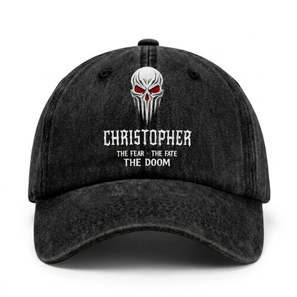Your Name The Fear The Fate The Doom Skull Washed Cap CHRISTOPHER 13K1 C98PF