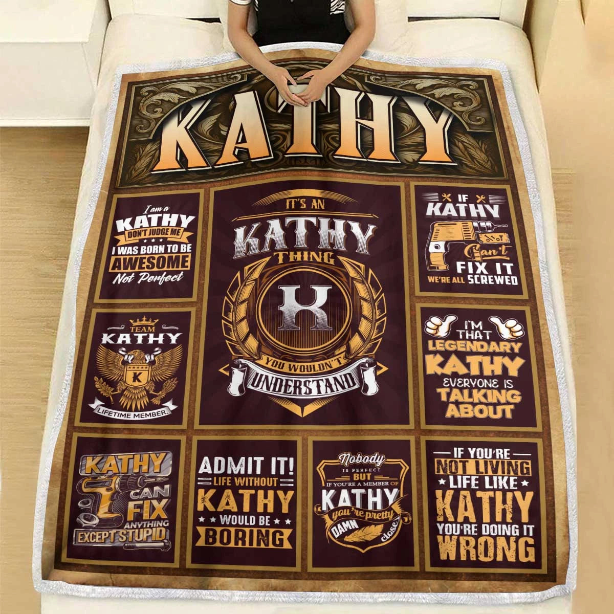 KATHY Personalized Blanket | Custom Name Cozy Throw Gift 13K1-BK4