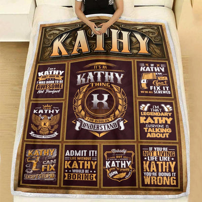 KATHY Personalized Blanket | Custom Name Cozy Throw Gift 13K1-BK4