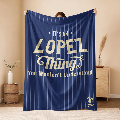 Your Name Thing Striped Blue Fleece Blanket LOPEZ 13K1 BK23