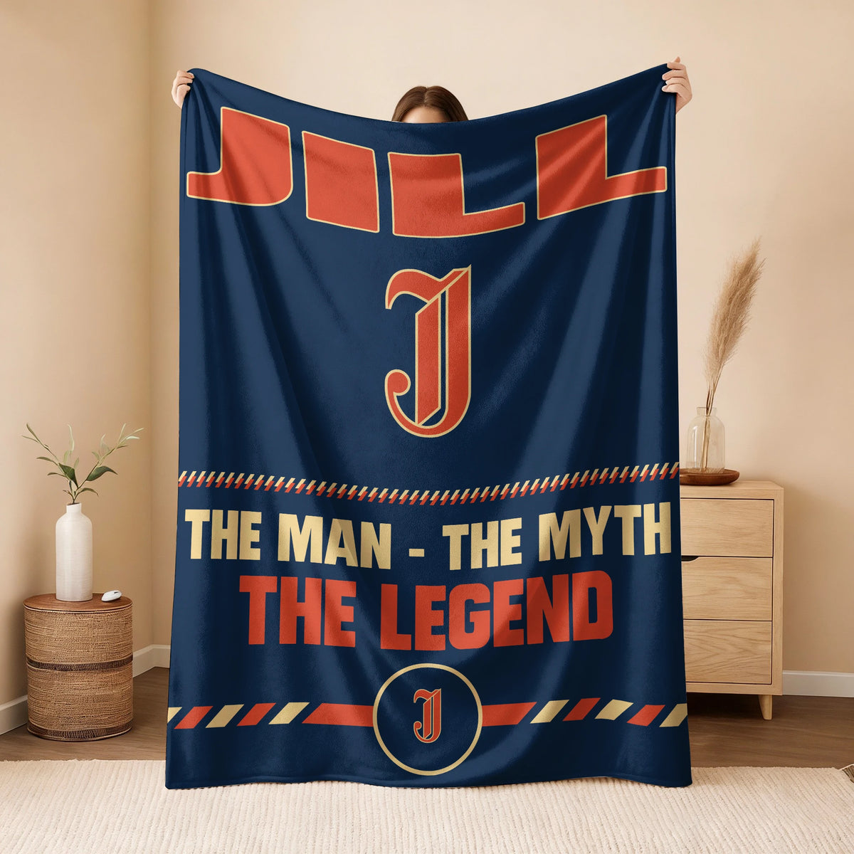 The Man The Myth The Legend Retro Fleece Blanket JILL 13K1 BK53