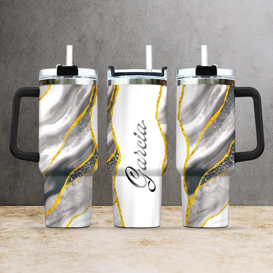 GARCIA 40oz Personalized Tumbler Cup with Straw | Custom Stainless Steel Mug 13K1-TB1