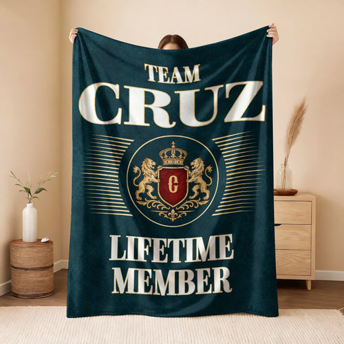 Team Your Name Lifetime Member Sage Green Fleece Blanket CRUZ 13K1 BK42