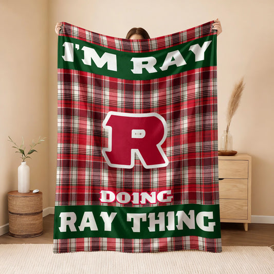I'm Name Doing Name Things Red Plaid Fleece Blanket RAY 13K1 BK49