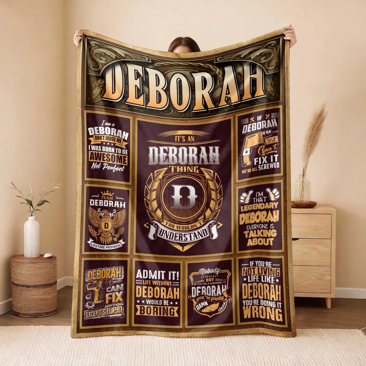 DEBORAH Personalized Blanket | Custom Name Cozy Throw Gift 13K1-BK4