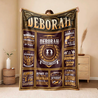 DEBORAH Personalized Blanket | Custom Name Cozy Throw Gift 13K1-BK4