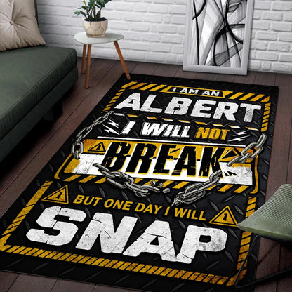 ALBERT Motivational Rug – Black & Yellow Quote Carpet for Living Room 13K1-AR1