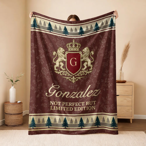 Not Perfect But Limited Edition Burgundy Pine Tree Fleece Blanket GONZALEZ 13K1 BK41