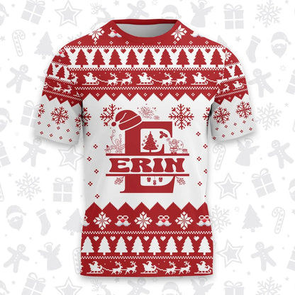 ERIN Personalized Christmas T-Shirt Pajama Set - Holiday Gift Outfit 13K1-CR2