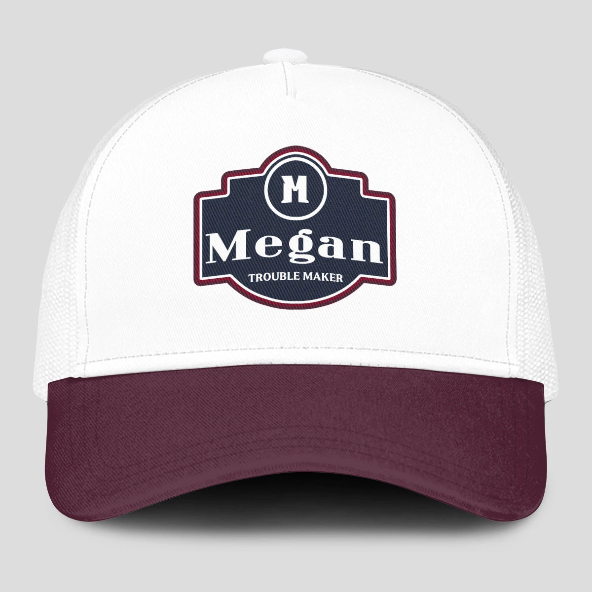 Trouble Maker Burgundy And White Funny Mesh Cap MEGAN 13K1 C201PF