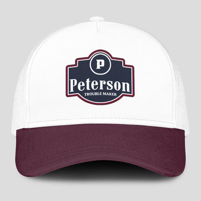 Trouble Maker Burgundy And White Funny Mesh Cap PETERSON 13K1 C201PF