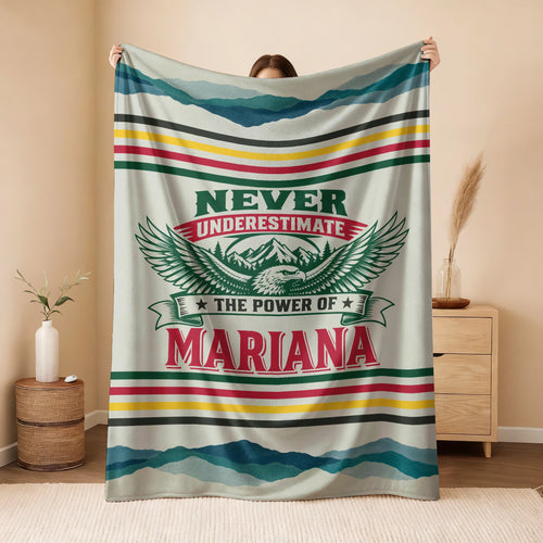 Never Underestimate Your Name Vintage Mountain Fleece Blanket MARIANA 13K1 BK44
