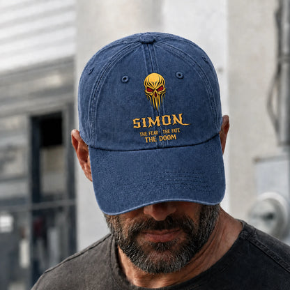 The Fear The Fate The Doom Skull Blue Washed Cap SIMON 13K1 C97PF