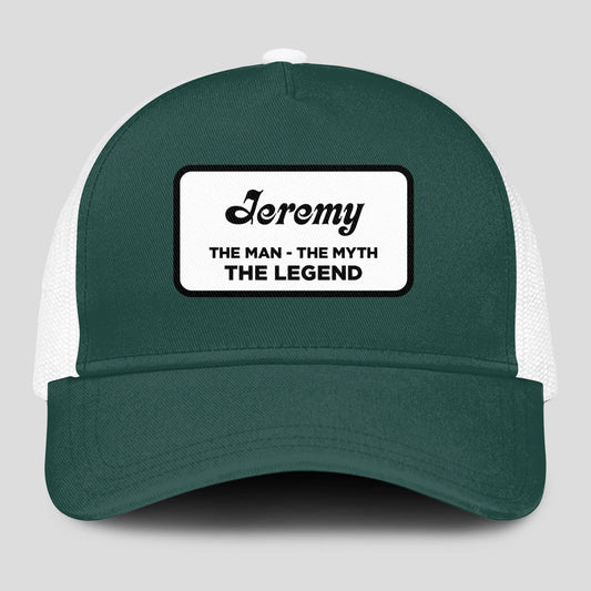 The Man The Myth The Legend Green And White Mesh Cap JEREMY 13K1 C198PF
