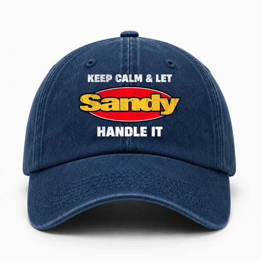 Keep Calm & Let Your Name Handle It Yellow And Red Logo Washed Cap SANDY 13K1 C172PF