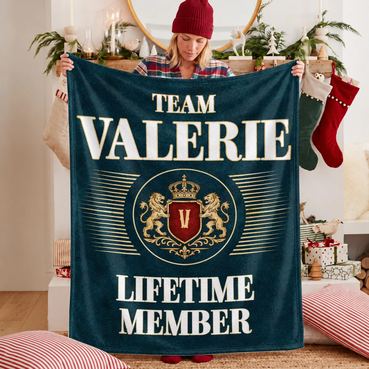 Team Your Name Lifetime Member Sage Green Fleece Blanket VALERIE 13K1 BK42