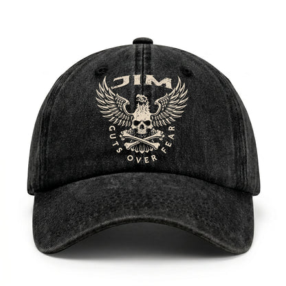 Your Name Guts Over Fear With Eagle And Skull Washed Cap JIM 13K1 C75PF