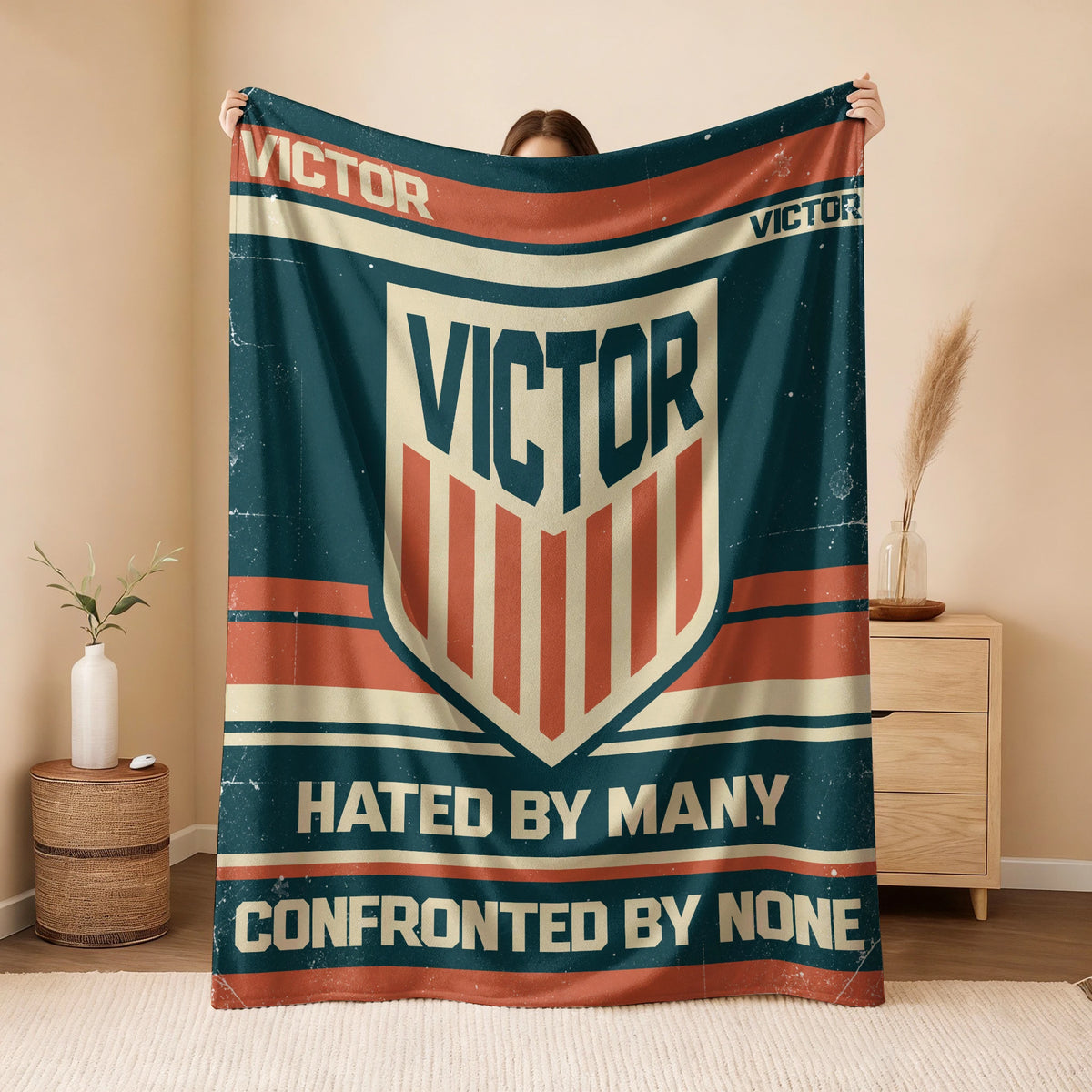 Hated By Many Confronted By None Retro Fleece Blanket VICTOR 13K1 BK58