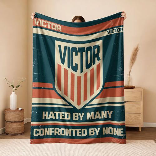 Hated By Many Confronted By None Retro Fleece Blanket VICTOR 13K1 BK58