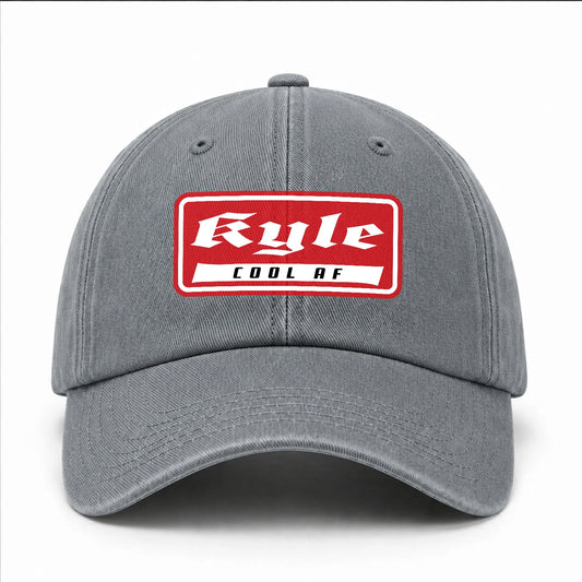 Your Name Cool Af Red Logo Funny Washed Cap KYLE 13K1 C79PF