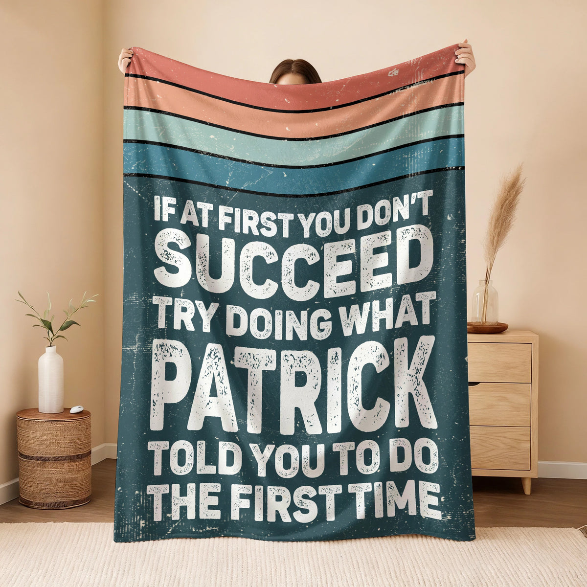 If At First You Don’t Succeed Retro Green Fleece Blanket PATRICK 13K1 BK29