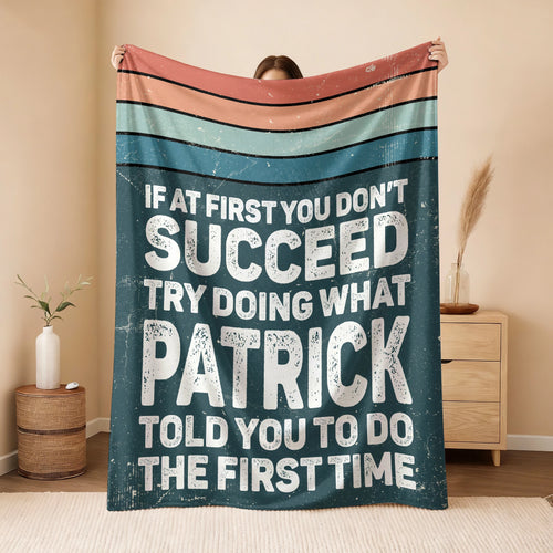 If At First You Don’t Succeed Retro Green Fleece Blanket PATRICK 13K1 BK29