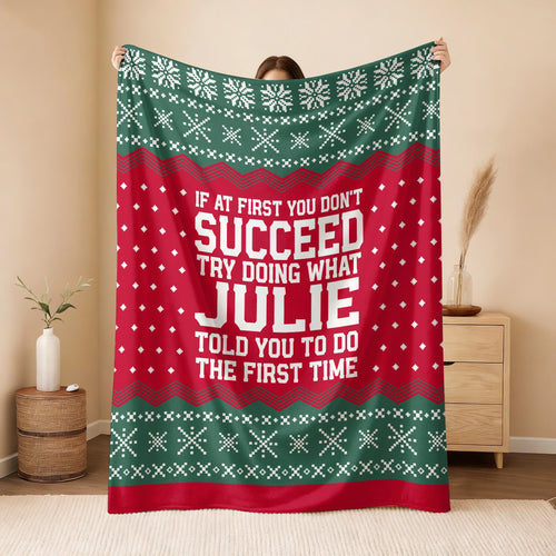 If At First You Don’t Succeed Red Green Christmas Fleece Blanket JULIE 13K1 BK28