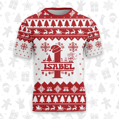 ISABEL Personalized Christmas T-Shirt Pajama Set - Holiday Gift Outfit 13K1-CR2