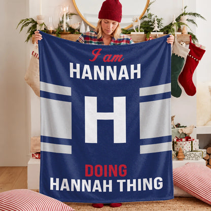 I'm Name Doing Name Things Navy Fleece Blanket HANNAH 13K1 BK51