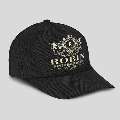 Never Back Down Royal Style Black Cap ROBIN 13K1 C179PF