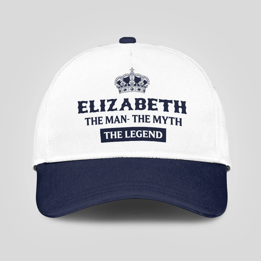 The Man The Myth The Legend King Crown Blue And White Cap ELIZABETH 13K1 C147PF