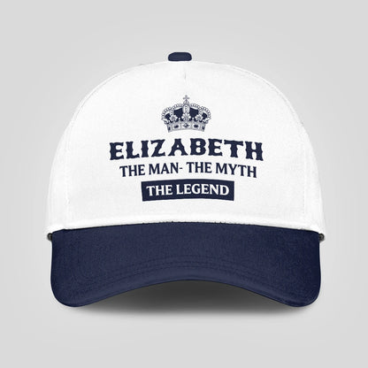 The Man The Myth The Legend King Crown Blue And White Cap ELIZABETH 13K1 C147PF